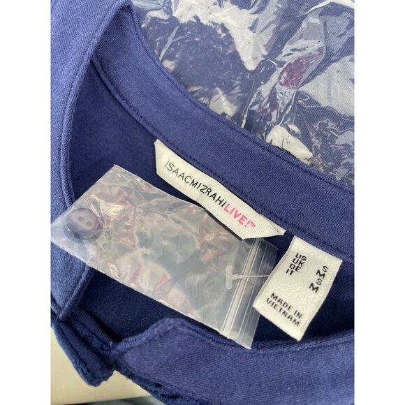 Isaac Mizrahi Live Knit Half Placket Cascade Hem Top Eyelet Detail Womens S NEW - Picture 7 of 8